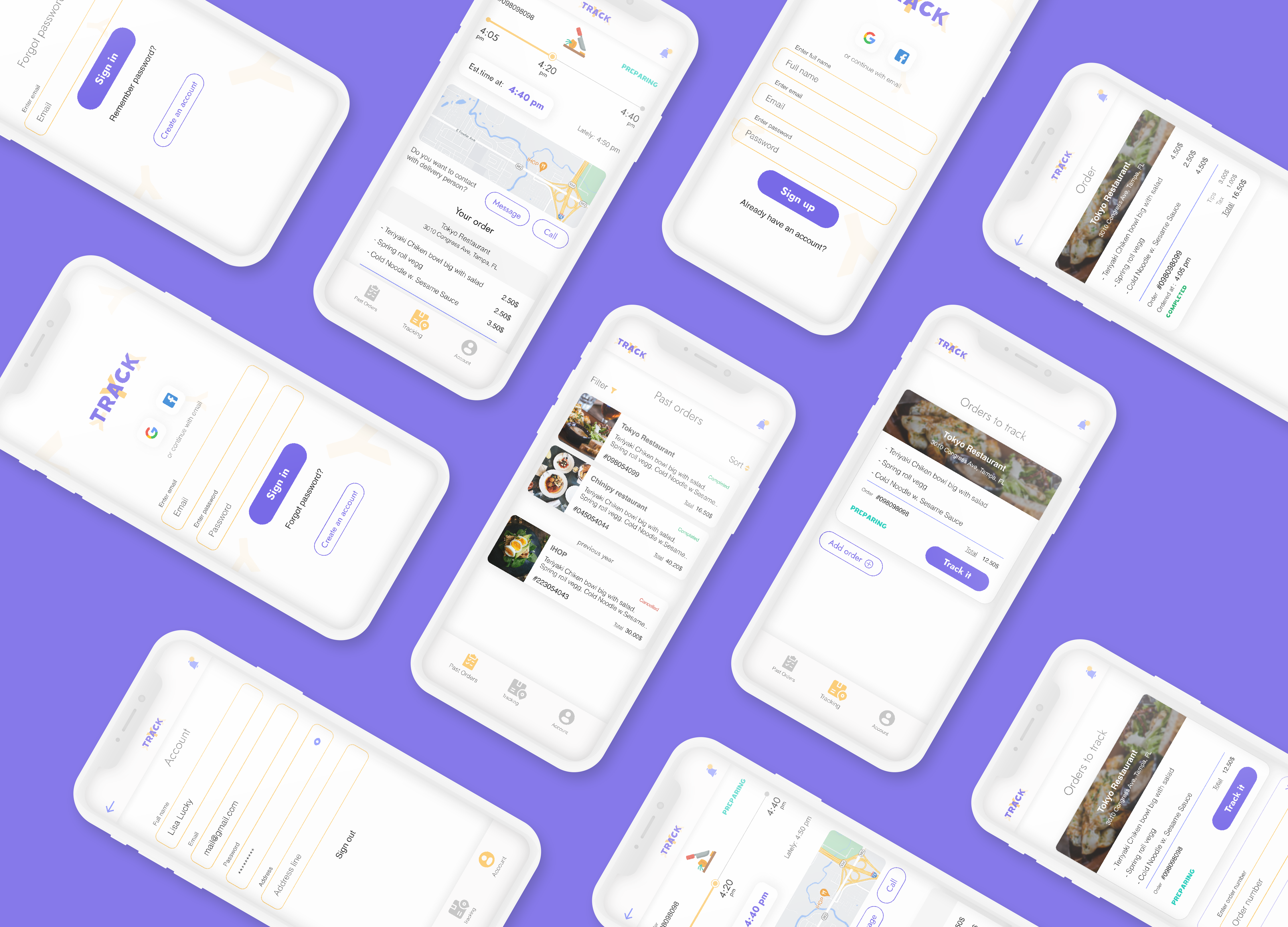 User research, wireframing, prototyping, UI design for delivery tracking App